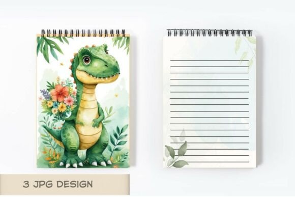 Download 3 Cute Watercolor Dinosaur and Flowers - Premium Resources
