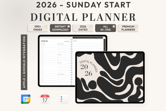 Download All-in-One Digital Planner 2026 - Sunday - Digital planner Collection