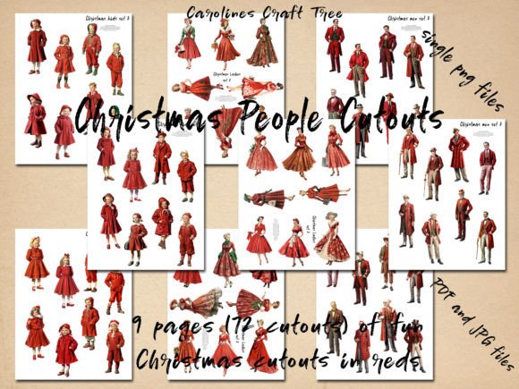 Download Chistmas People Cutouts in Reds - Cutouts Collection