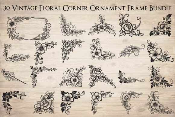 Download Vintage Floral Corner Ornament Frame - Vintage Collection