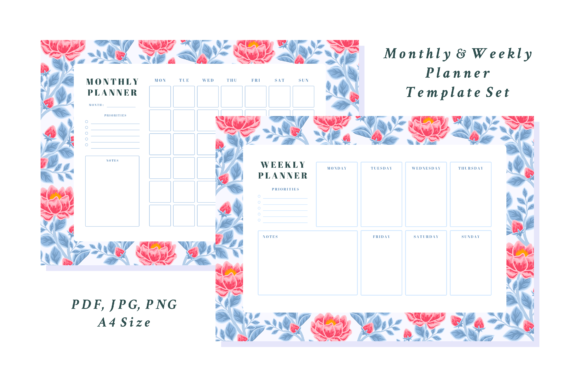 Download Vintage Floral Weekly Monthly Planner - Vintage Collection