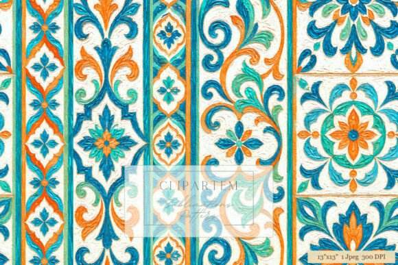 Download Moroccan Tile Damask Orange Teal - Teal Collection