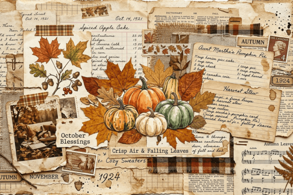 Download Vintage Autumn Harvest Ephemera - Vintage Collection