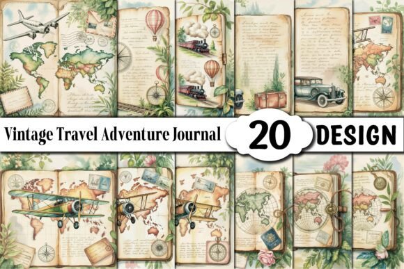 Download Vintage Travel Adventure Journal Pages - Vintage Collection