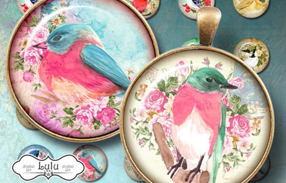 Download Vintage Watercolor Birds Circles - Vintage Collection