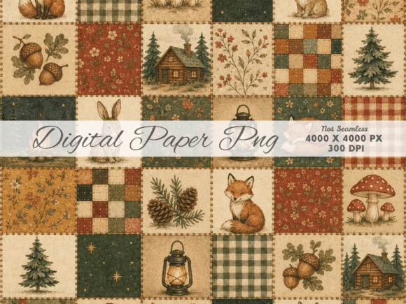 Download Vintage Fall Quilt Digital Paper - Vintage Collection