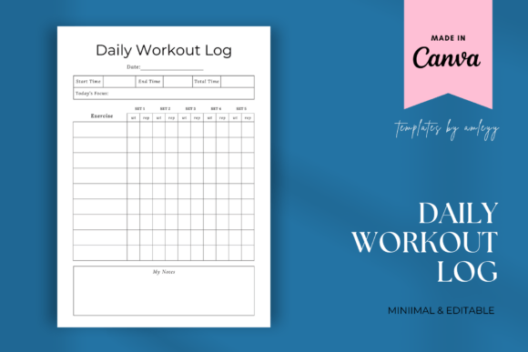 Download Daily Workout Log Digital Planner Canva - Digital planner Collection
