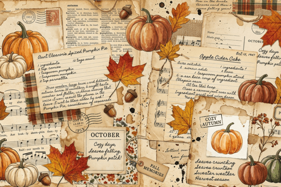 Download Vintage Pumpkin Ephemera Collage - Vintage Collection