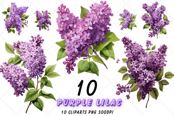 Download Vintage Lilac Cluster Clipart Bundle - Vintage Collection