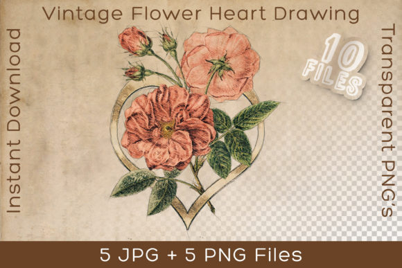 Download Flower Heart Vintage Floral Art Drawing - Vintage Collection