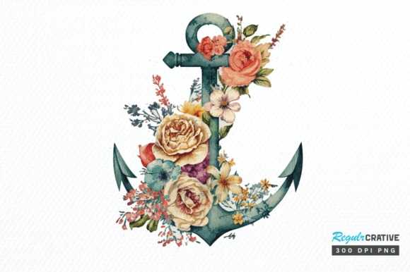 Download Watercolor Vintage Floral Anchor Clipart - Vintage Collection