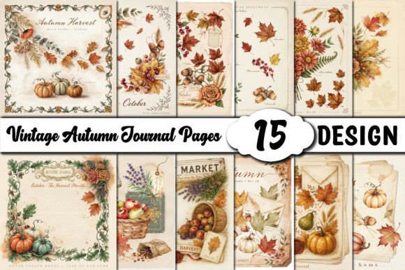 Download Vintage Autumn Journal Pages - Vintage Collection