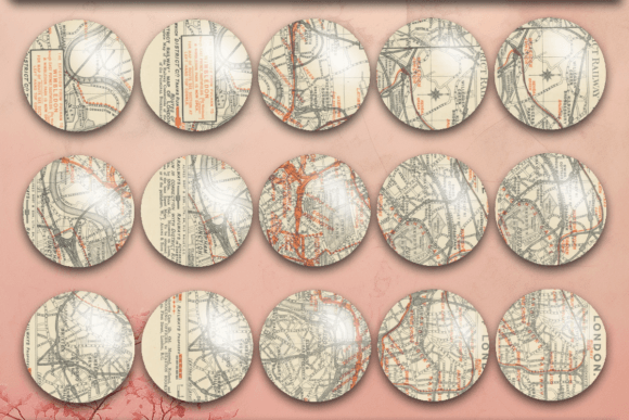 Download Vintage Maps 2 Inch Circles Ephemera - Vintage Collection