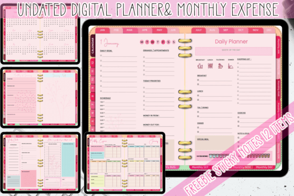 Download Undated Digital Planner  Monthly Expense - Monthly expense Collection
