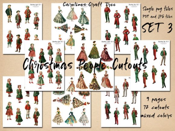 Download Christmas People Cutouts Mixed Color - Cutouts Collection