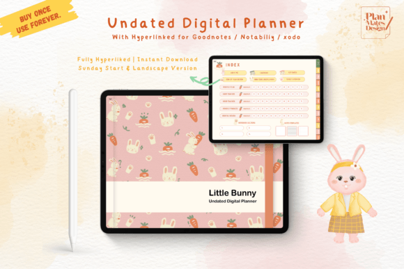 Download Undated Digital Planner Little Bunny - Digital planner Collection