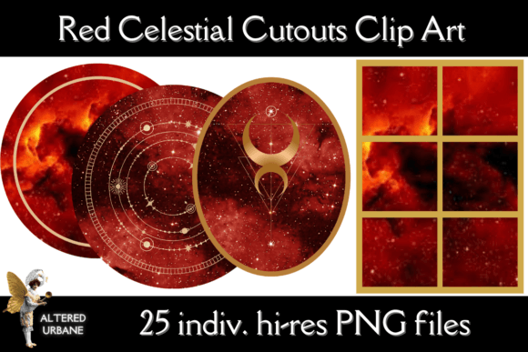 Download 25 Red Celestial Cutouts Clip Art - Premium Bundle