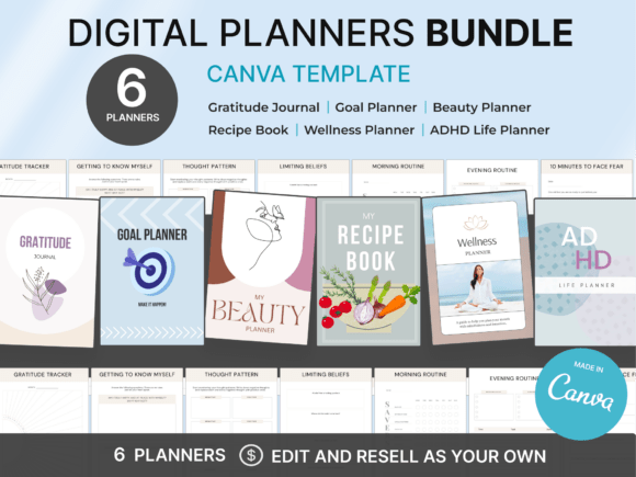 Download 6 Done-for-You Digital Planners - Digital planner Collection